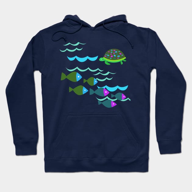 Abstract Turtle and Fish Hoodie by Gingezel